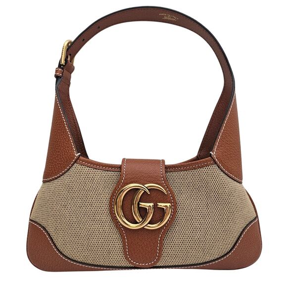 Gucci Aphrodite Small Canvas and Leather Brown Shoulder Bag - Picture 1 of 9